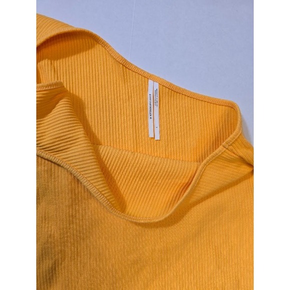 Anthropologie Shoulder Tank Top Ribbed Sleeveless Mustard Yellow L - Picture 4 of 4